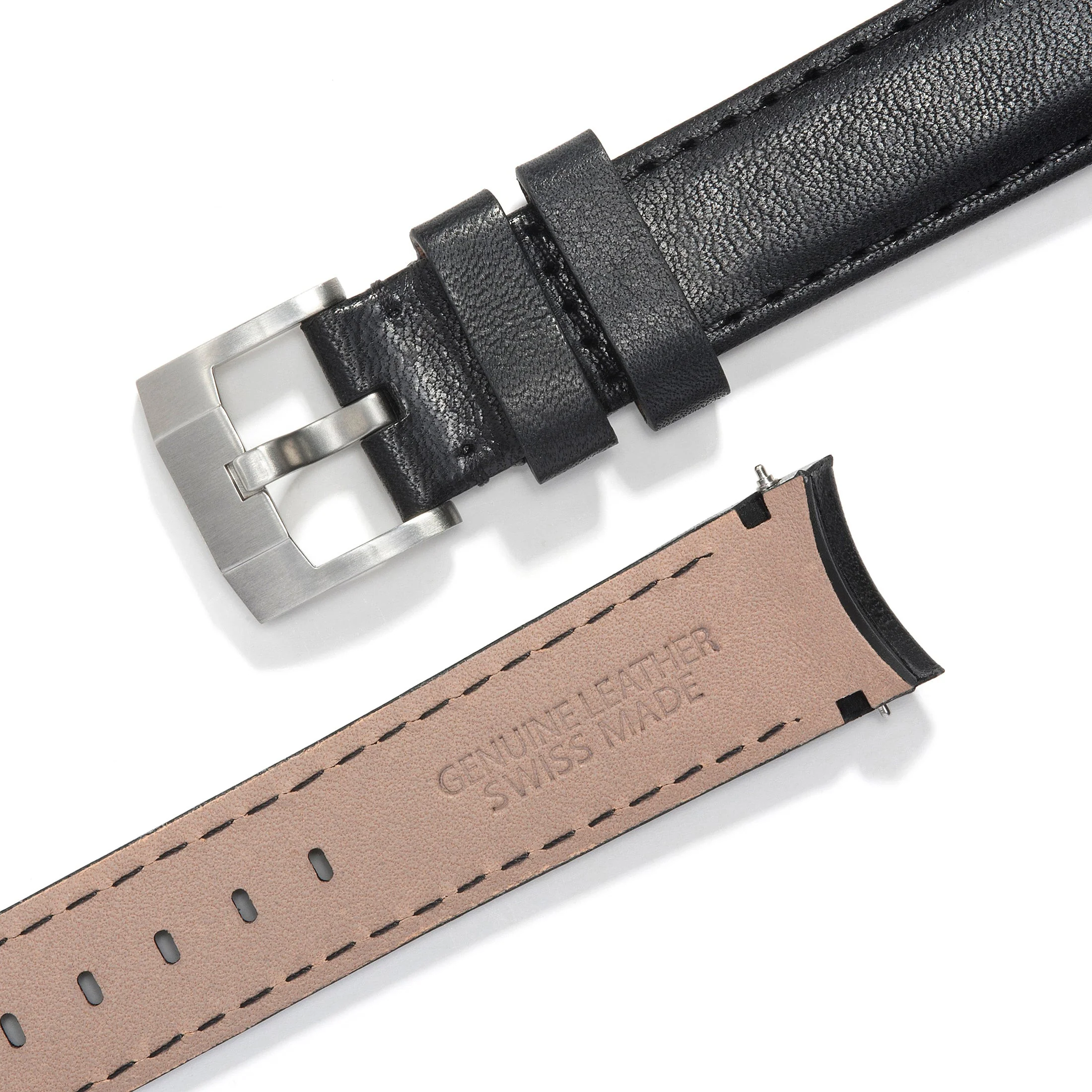 Curved End Leather Strap for Rolex GMT Master II Ceramic with Tang Buckle - Image 3