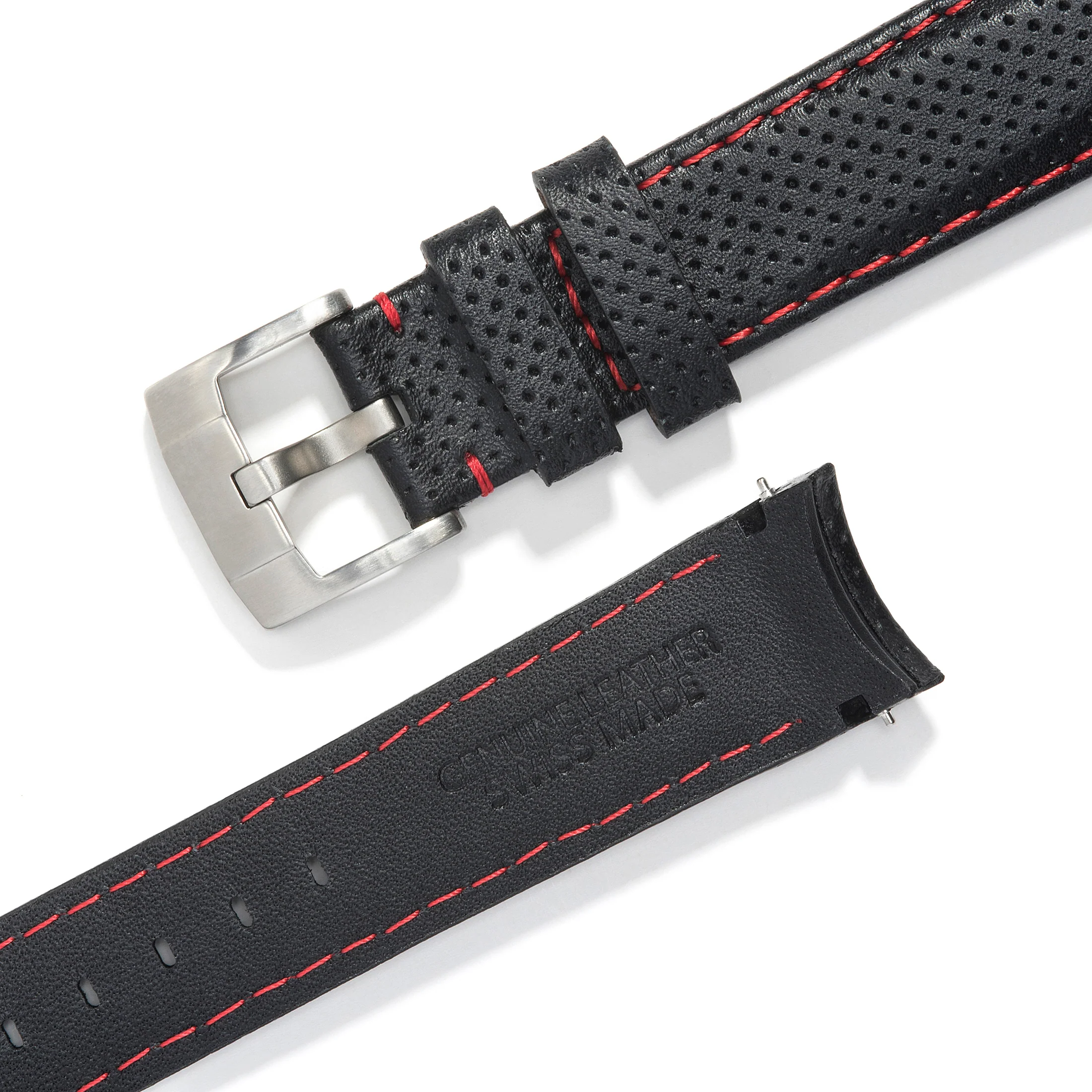 Curved End Racing Leather Strap for Rolex GMT Master I & II with Tang Buckle - Image 3