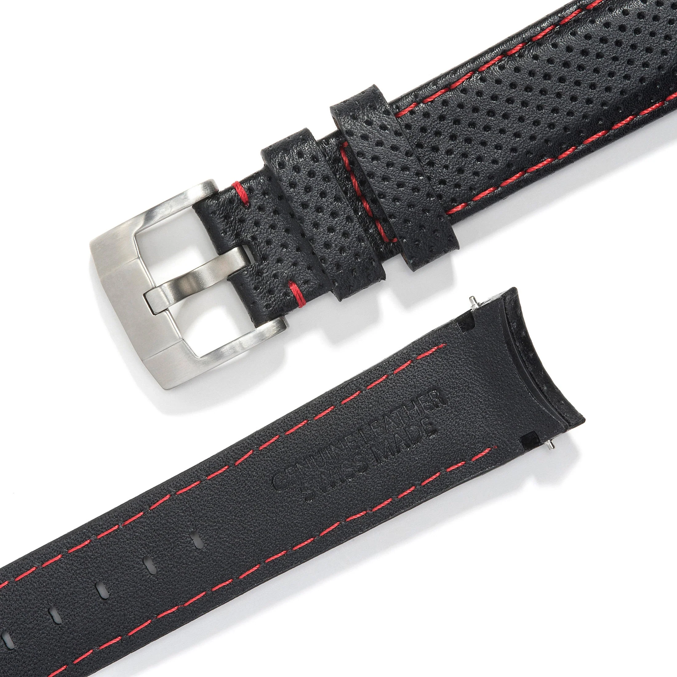 Curved End Racing Leather Strap for Rolex Submariner with Tang Buckle - Image 3