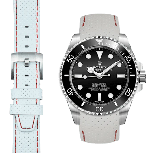 Curved End Racing Leather Strap with Tang Buckle for Rolex Sub Ceramic No-Date - Image 5
