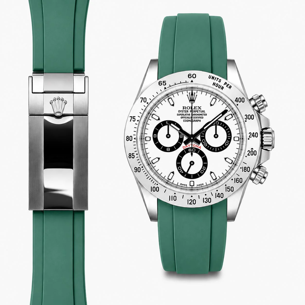Curved End Rubber Strap for Rolex Daytona Deployant - Image 3