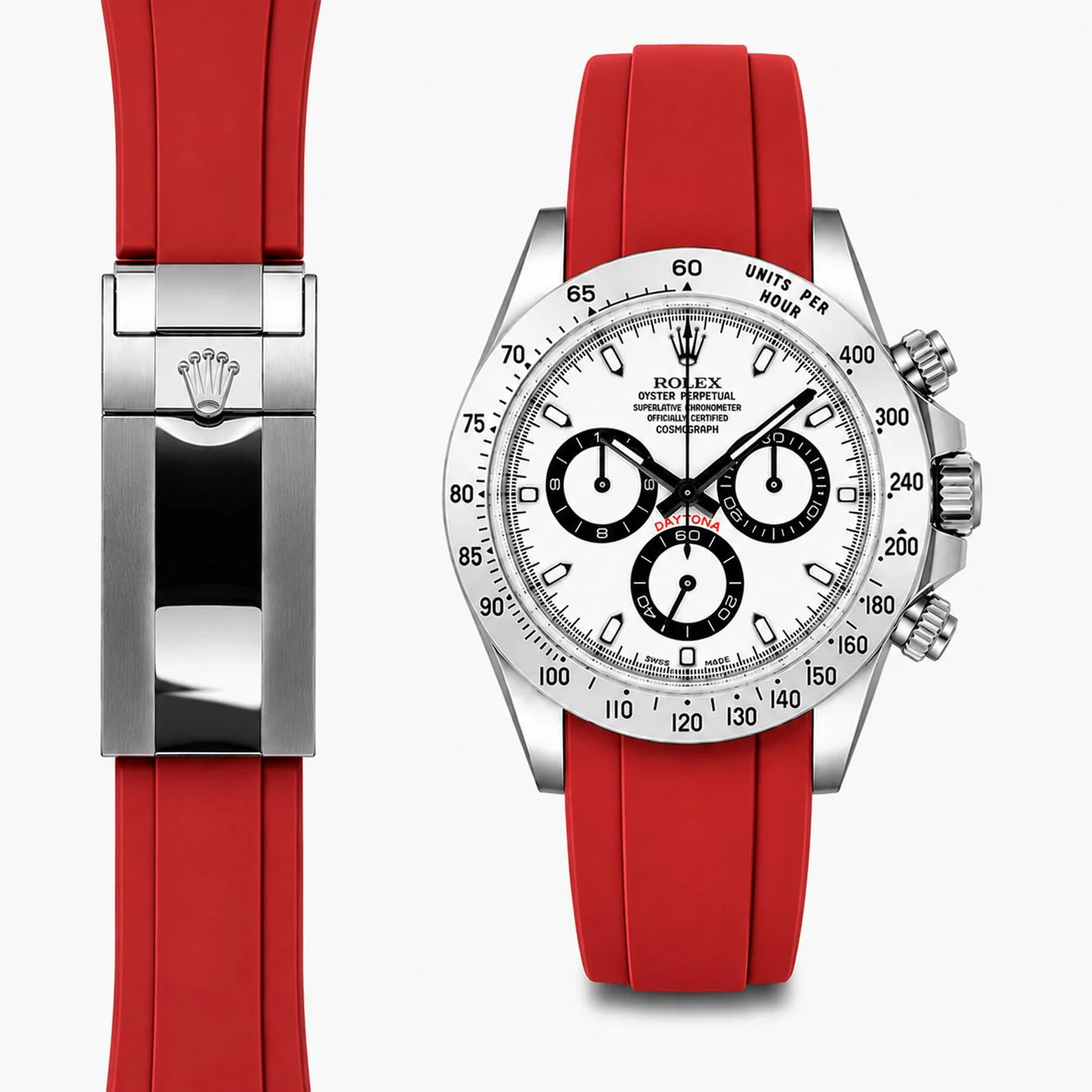 Curved End Rubber Strap for Rolex Daytona Deployant - Image 5