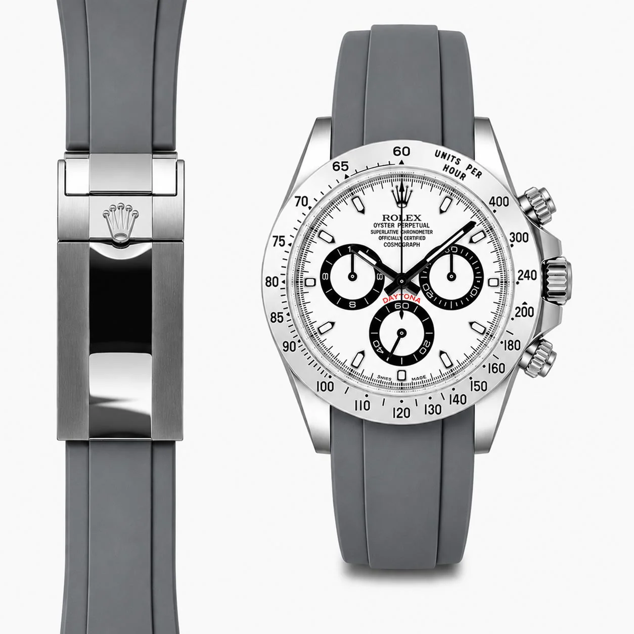 Curved End Rubber Strap for Rolex Daytona Deployant - Image 7