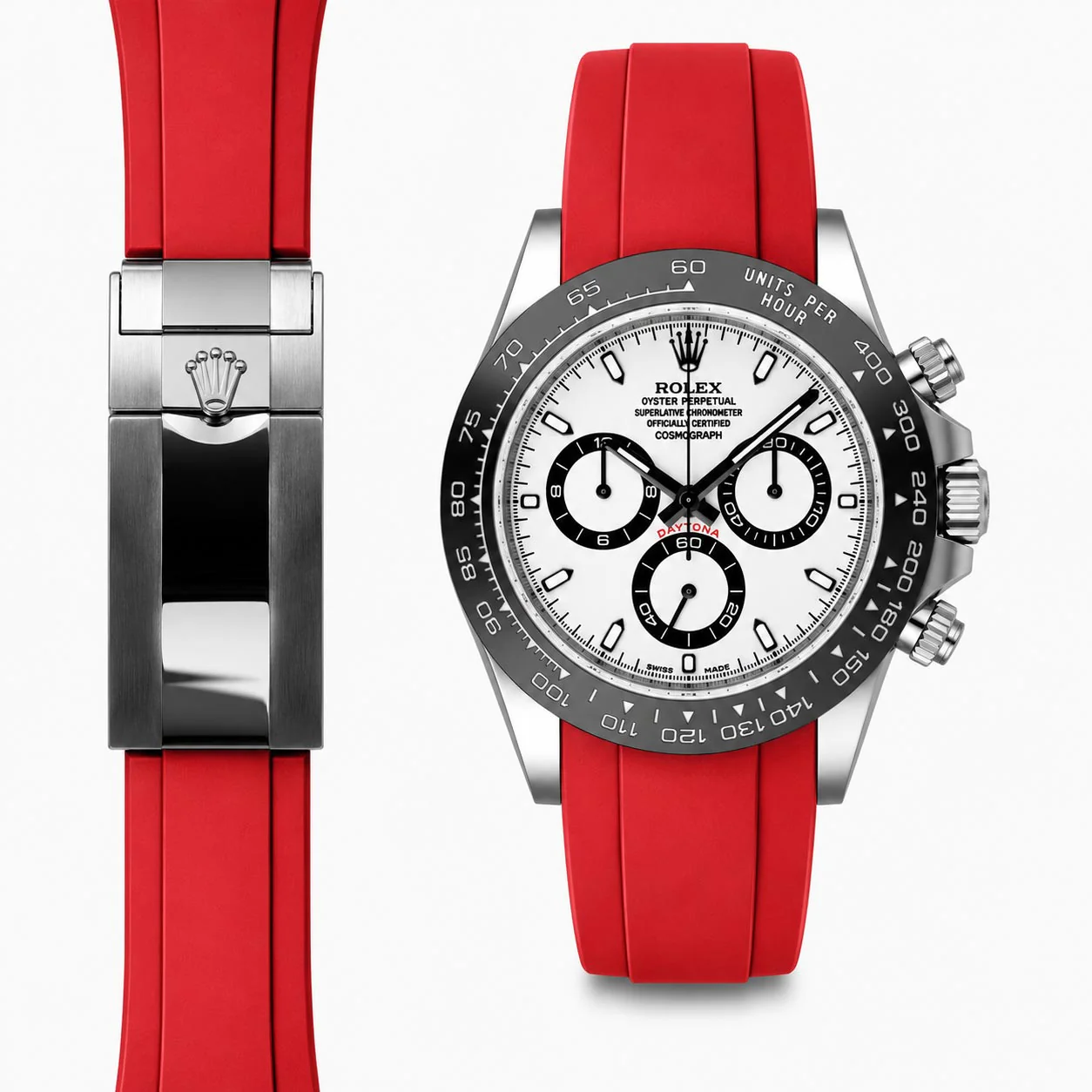 Curved End Rubber Strap for Rolex Ceramic Daytona Deployant - Image 5