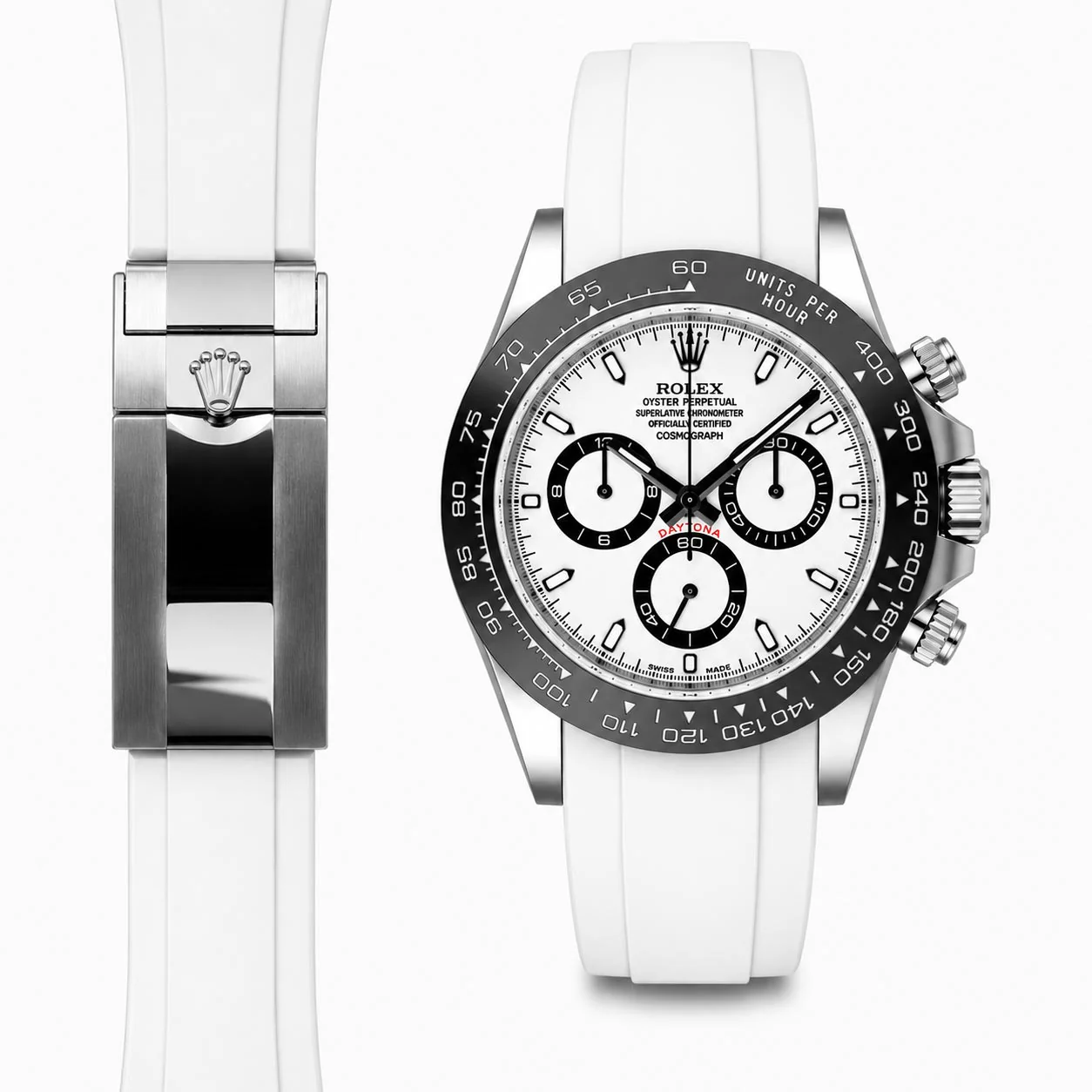 Curved End Rubber Strap for Rolex Ceramic Daytona Deployant - Image 6