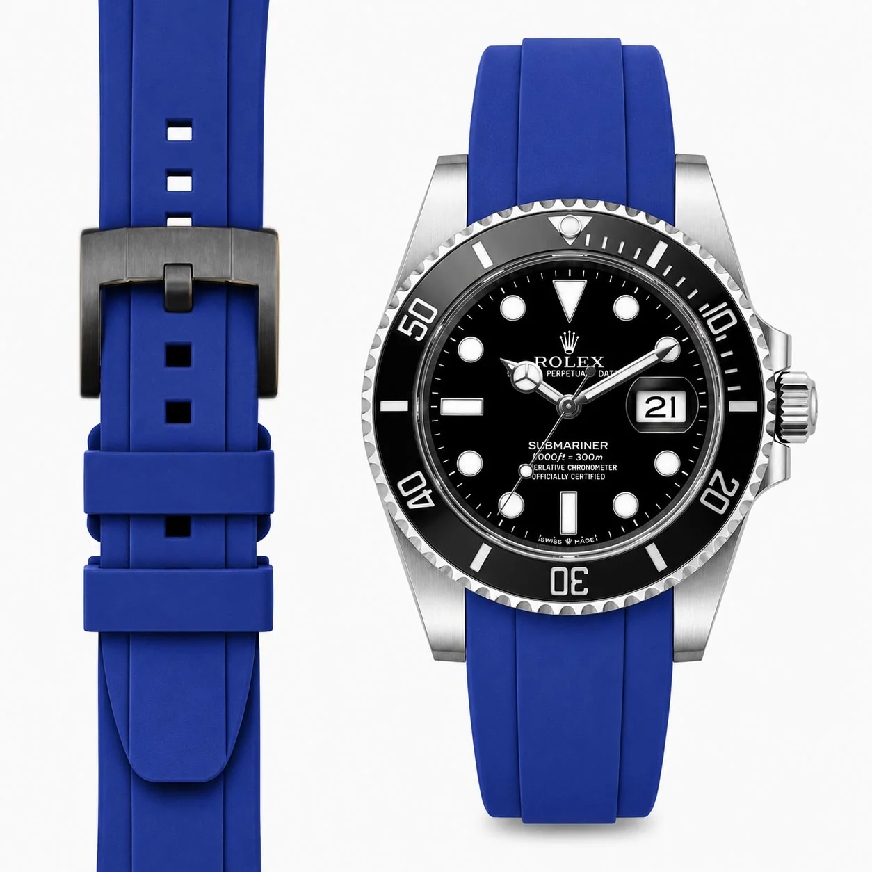 Curved End Rubber Strap for Rolex Submariner 41mm with Tang Buckle (2020 Release) - Image 19