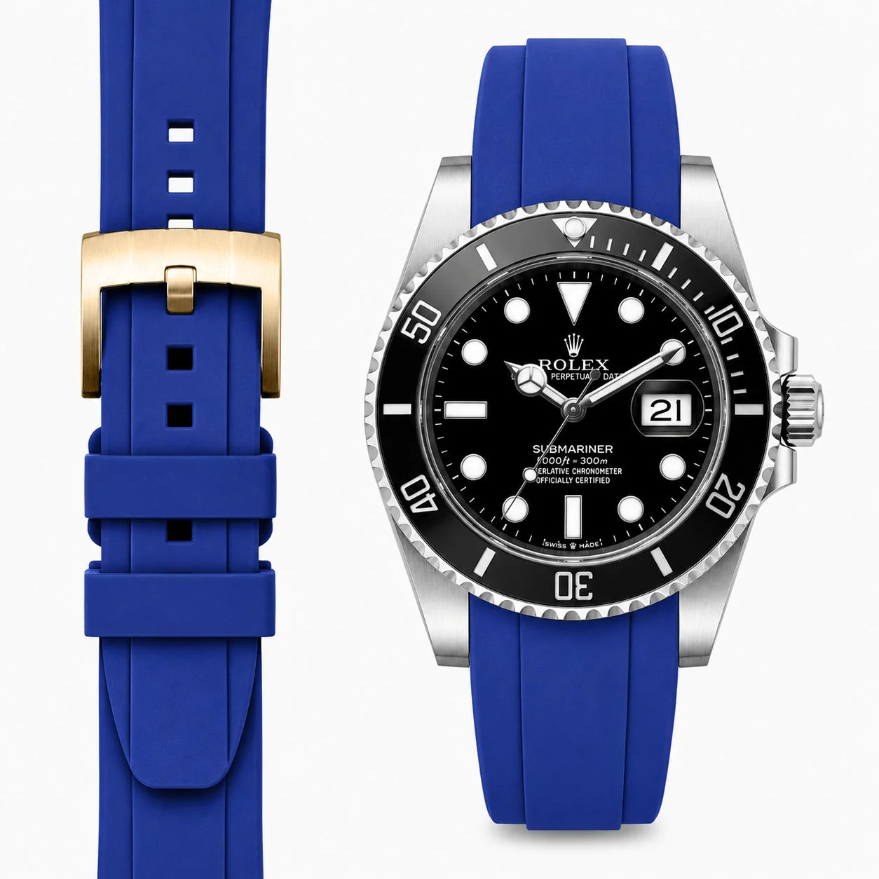 Curved End Rubber Strap for Rolex Submariner 41mm with Tang Buckle (2020 Release) - Image 24