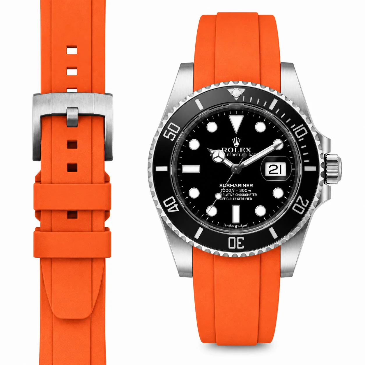 Curved End Rubber Strap for Rolex Submariner 41mm with Tang Buckle (2020 Release) - Image 28