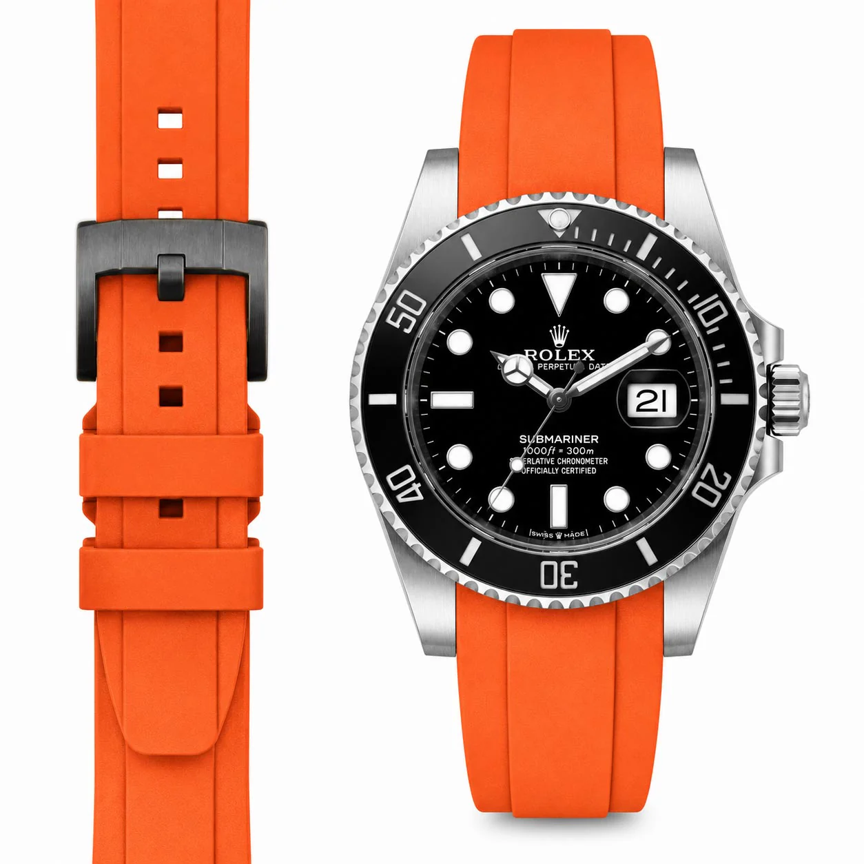 Curved End Rubber Strap for Rolex Submariner 41mm with Tang Buckle (2020 Release) - Image 33