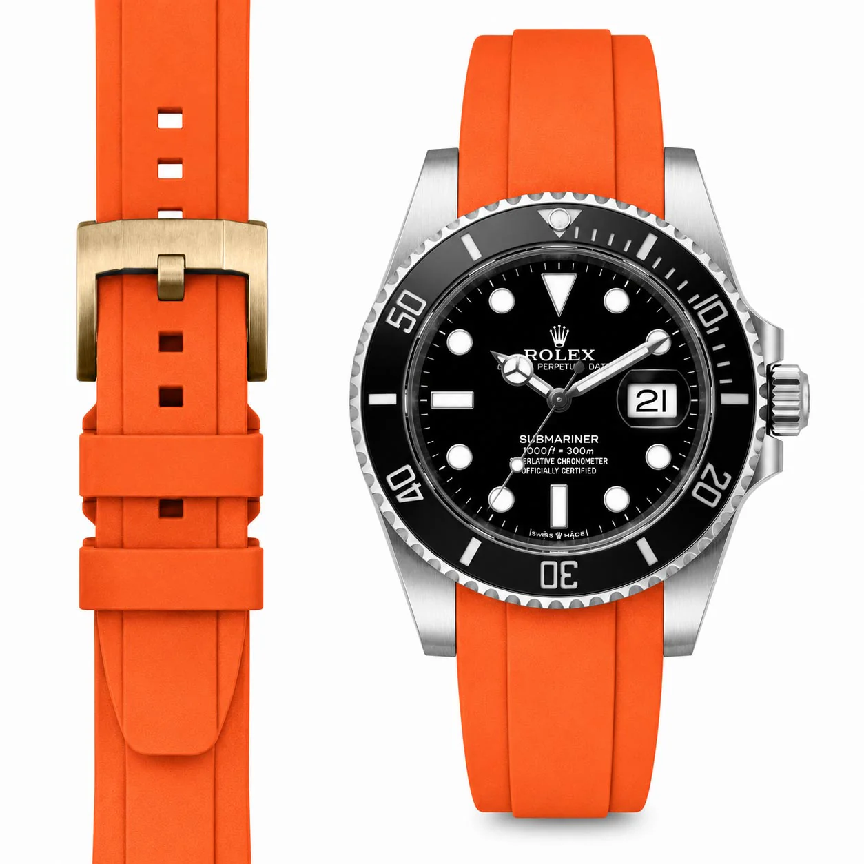 Curved End Rubber Strap for Rolex Submariner 41mm with Tang Buckle (2020 Release) - Image 37