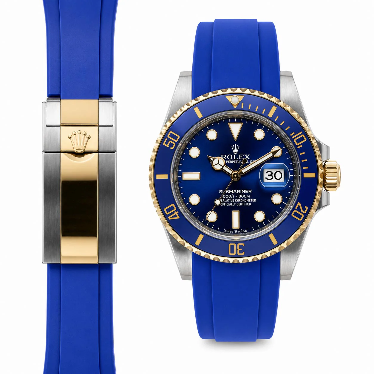 Curved End Rubber Strap for Rolex Submariner 41 Ceramic Deployant (2020 release) - Image 3