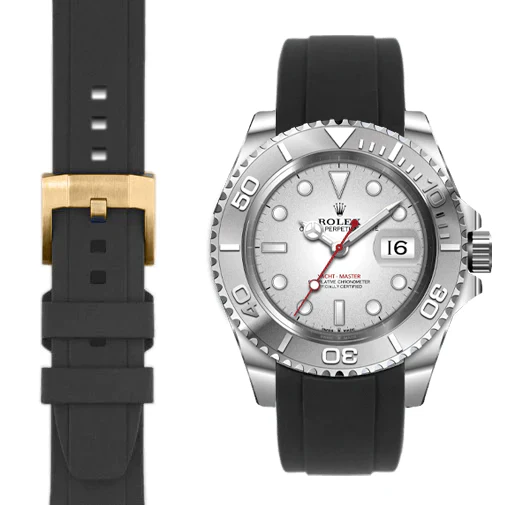 Curved End Rubber Strap for Rolex Yacht-Master with Tang Buckle - Image 10