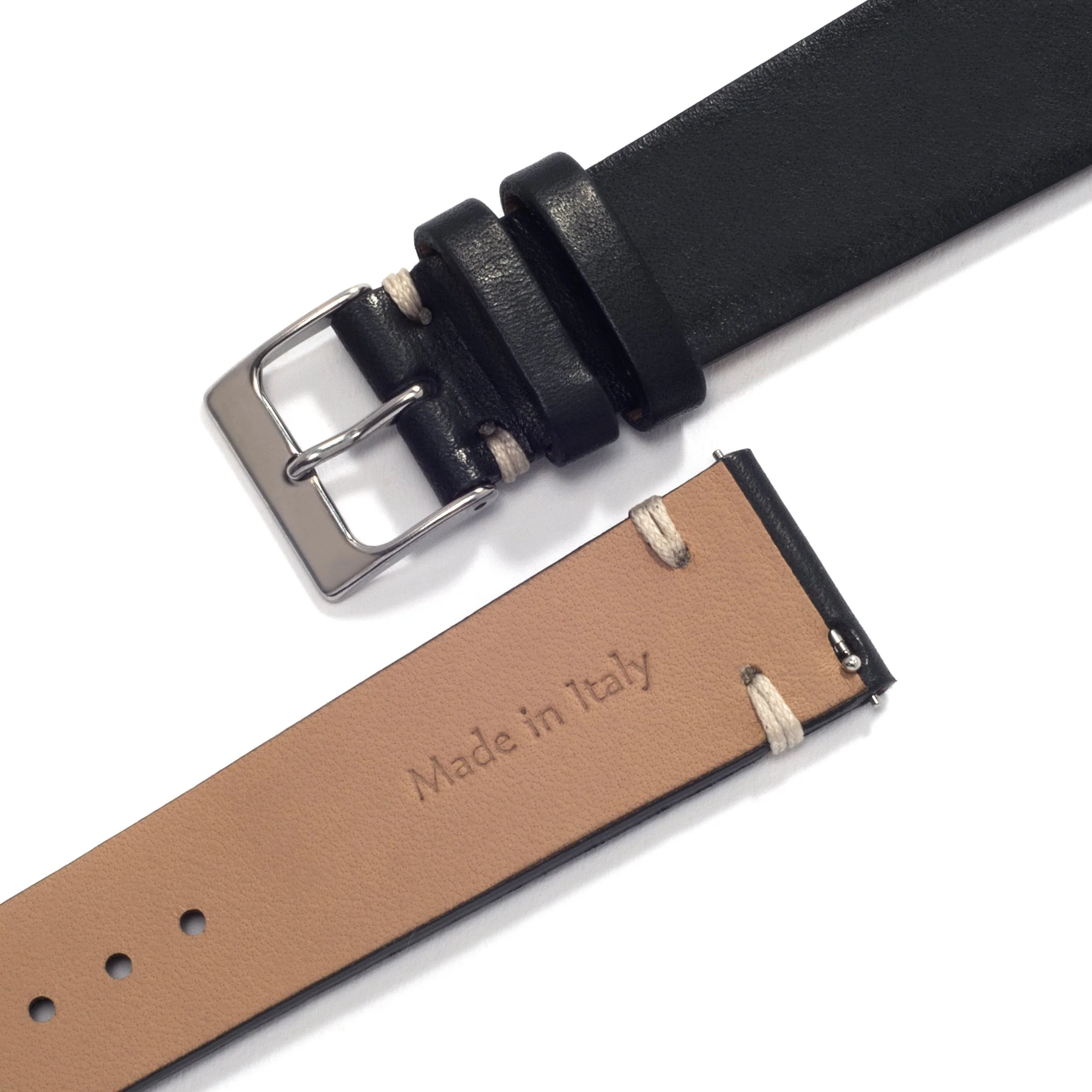 UNIVERSAL BLACK VINTAGE UNIVERSAL LEATHER WATCH STRAP - Image 3