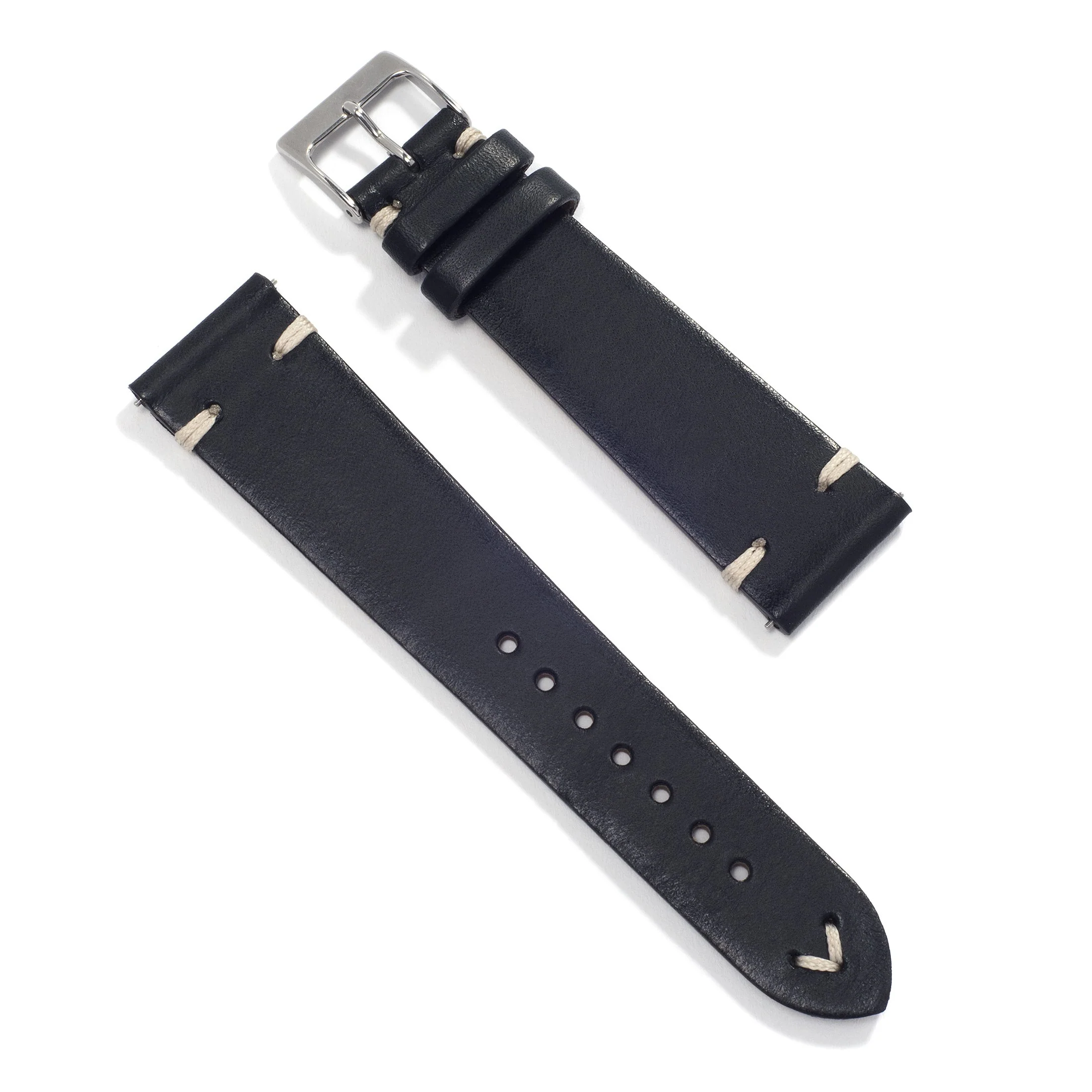 UNIVERSAL BLACK VINTAGE UNIVERSAL LEATHER WATCH STRAP - Image 4