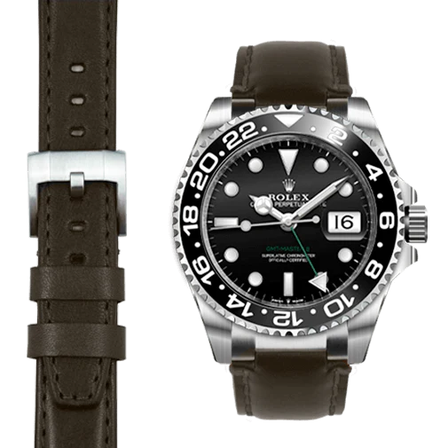 Steel End Link Leather Strap for Rolex GMT Master II Ceramic with Tang Buckle - Image 15