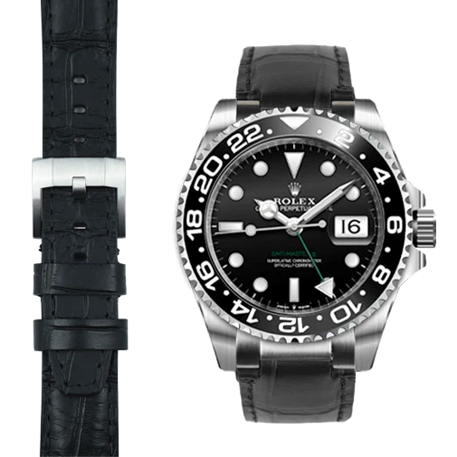 Steel End Link Leather Strap for Rolex GMT Master II Ceramic with Tang Buckle - Image 19