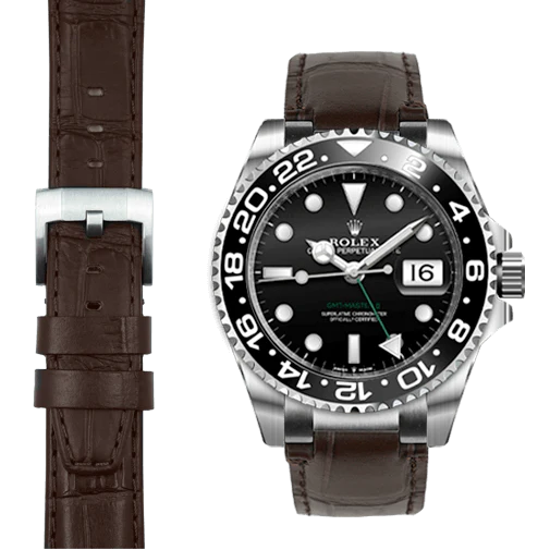 Steel End Link Leather Strap for Rolex GMT Master II Ceramic with Tang Buckle - Image 23