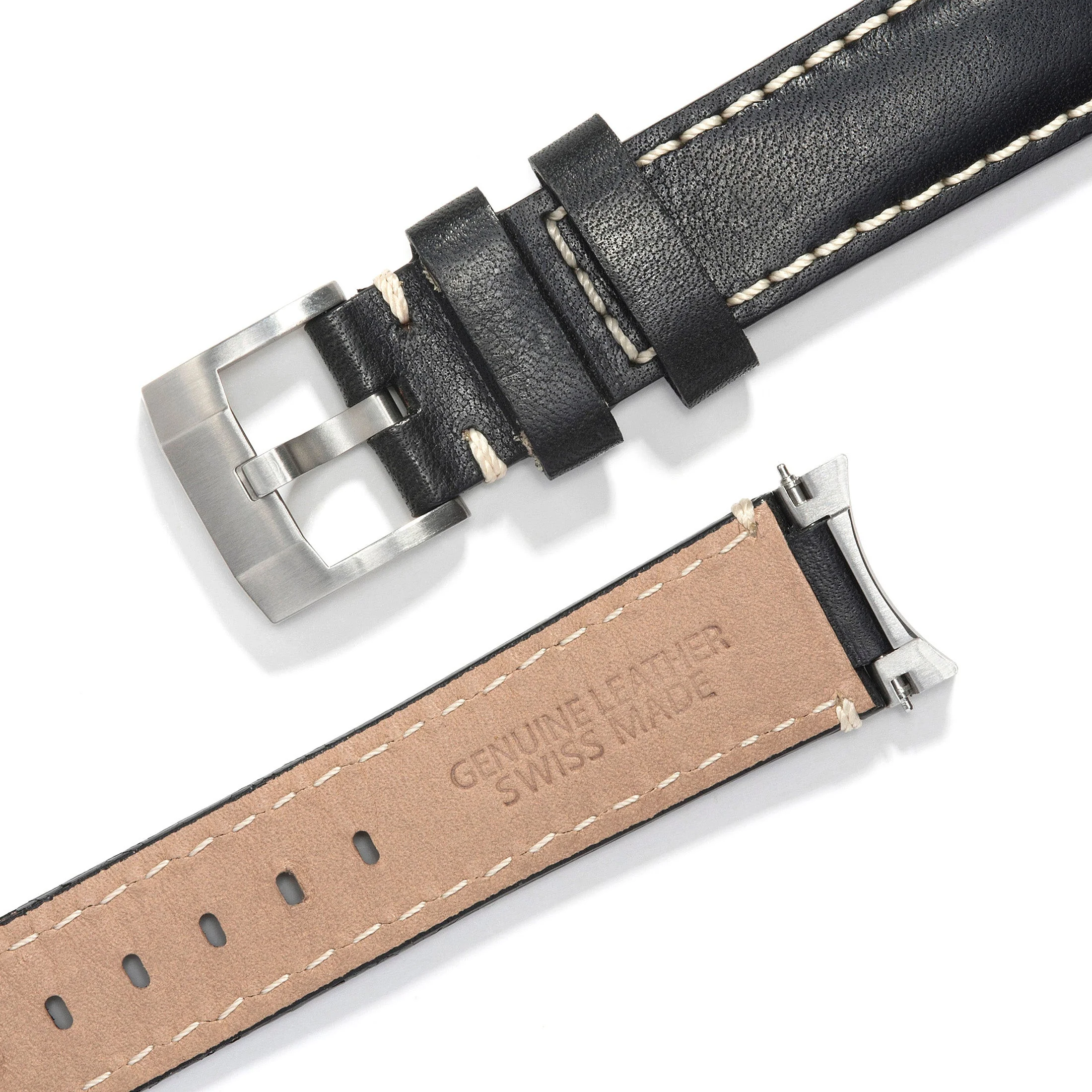 Steel End Link Leather Strap for Rolex GMT Master II Ceramic with Tang Buckle - Image 8