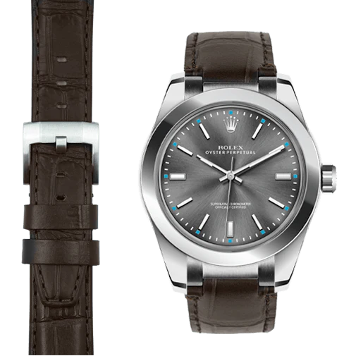 Steel End Link Leather Strap for Rolex Oyster Perpetual 39mm with Tang Buckle - Image 23